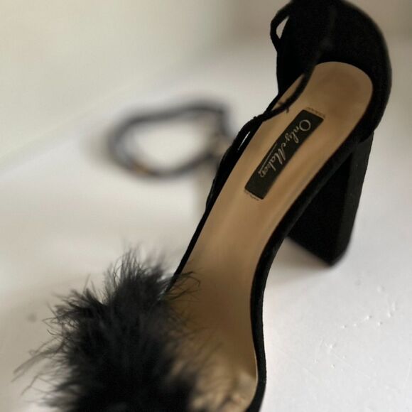 Only Makers, Black, Ankle Wrap, Feather Block Heel Sandals, 9 - Picture 4 of 6
